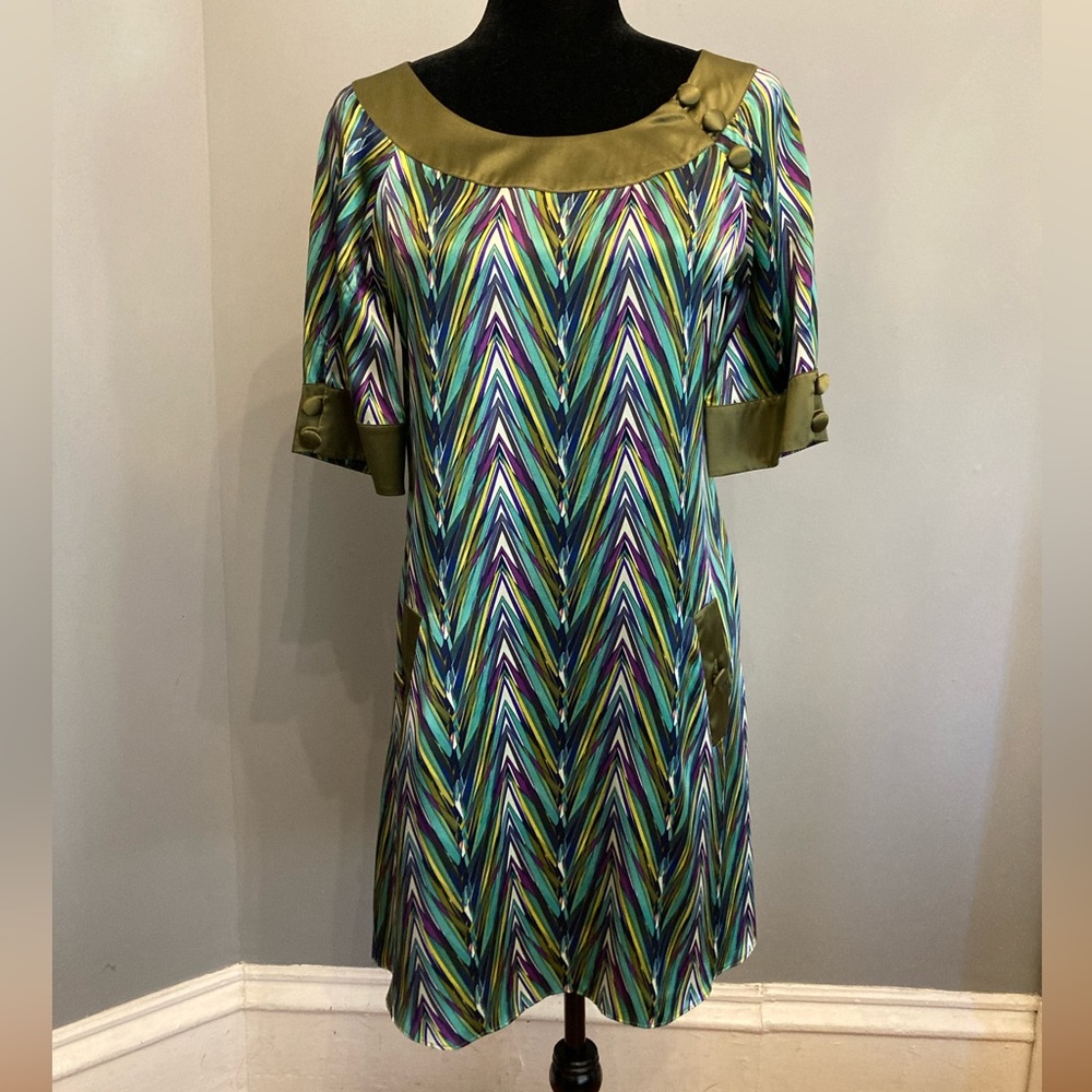 BNWOT CHRISTIANE CELLE CALYPSO Multi-Coloured Silk Dress, size S